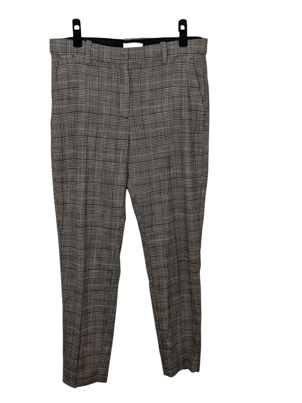 H&M Women's Size 12 Black & Tan Plaid Straight Leg Pants Business Professional